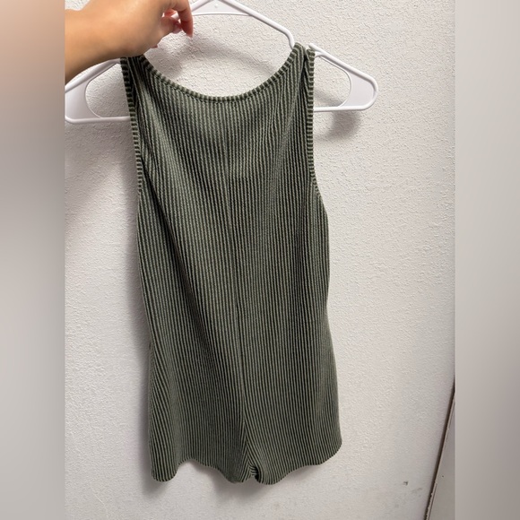 Fashion Nova Olive Green Ribbed Romper - Picture 2 of 2